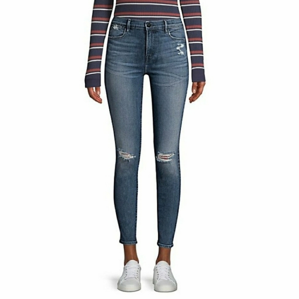 Frame le high rise skinny jeans distressed 25